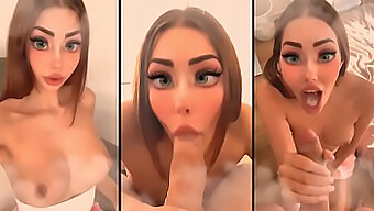 Joven Reina Hentai Hace Una Mamada Descuidada Y Traga Semen