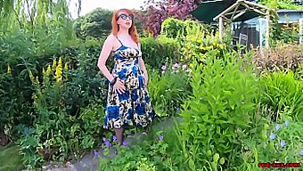 British Redhead Red Xxx Enjoys Outdoor Solo Play In The Garden