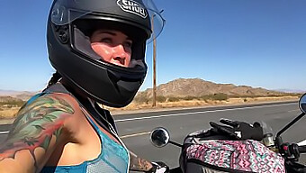 Felicity'S Outdoor Motorcycle Ride With Revealing Bra