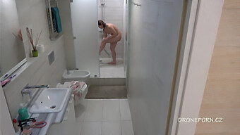 Hidden Camera Captures Young European Woman Showering