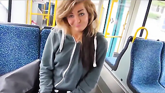 Young Woman Pleasures Herself On Public Transit