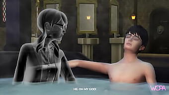 Harry Potters Heta Möte Med Moaning Myrtle I En Fräsande Animation