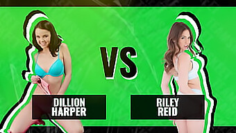 น้ําเชื่อมเต็มปาก: Riley Reid Vs. Dillion Harper ในการประกวดเย็ดหน้า