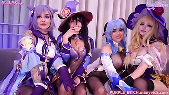 Garotas Do Genshin Impact Se Envolvem Em Um Encontro Anal Em Grupo Quente